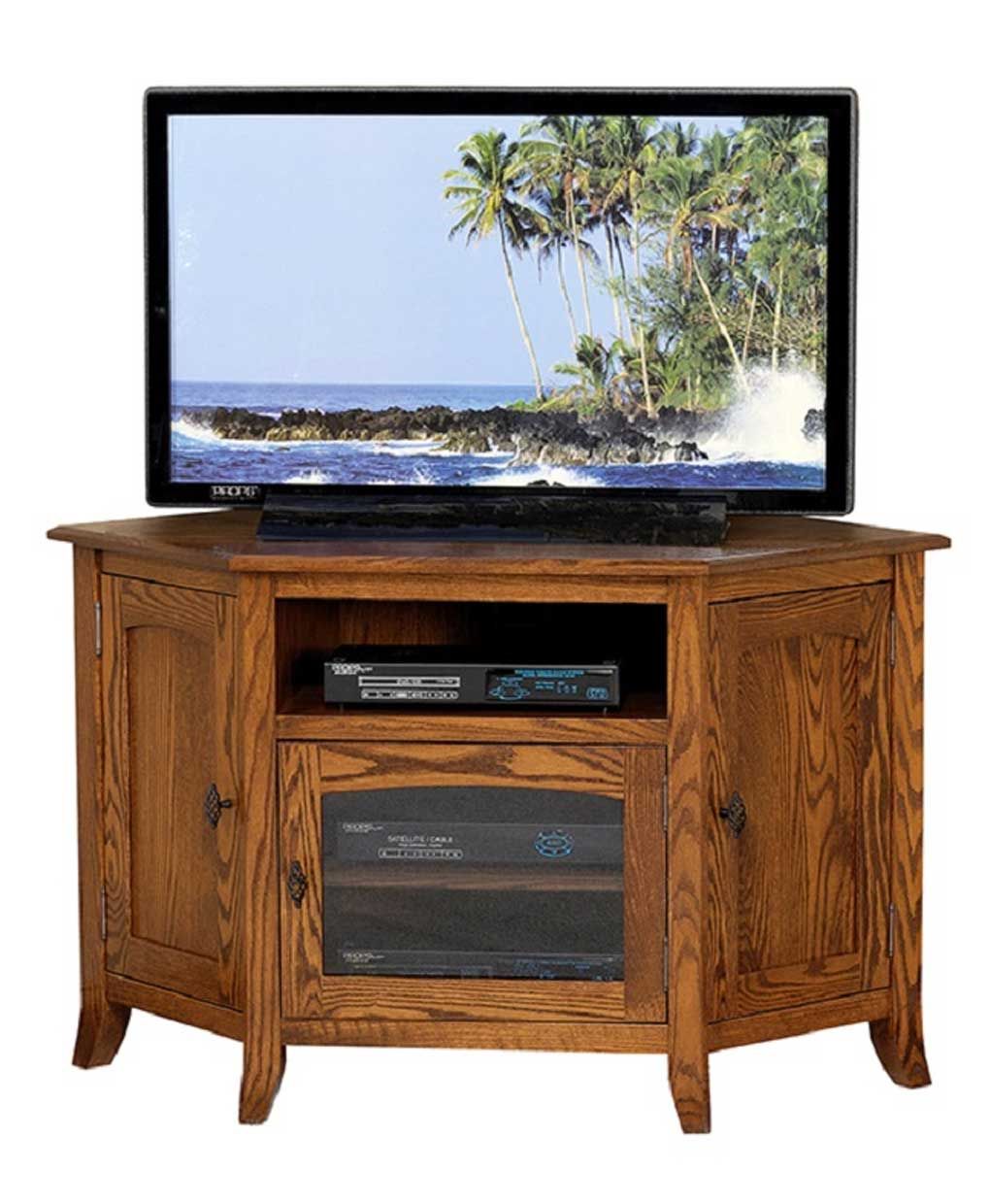 Young Mission Style #35 Corner Tv Stand – Amish Direct In Priya Corner Tv Stands (View 6 of 15)
