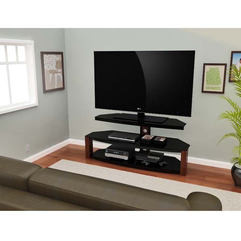 Z Line Designs Rhine 55 Inch Corner Tv Stand Black And Pertaining To Glass Corner Tv Stands For Flat Screen Tvs (Photo 4 of 15)