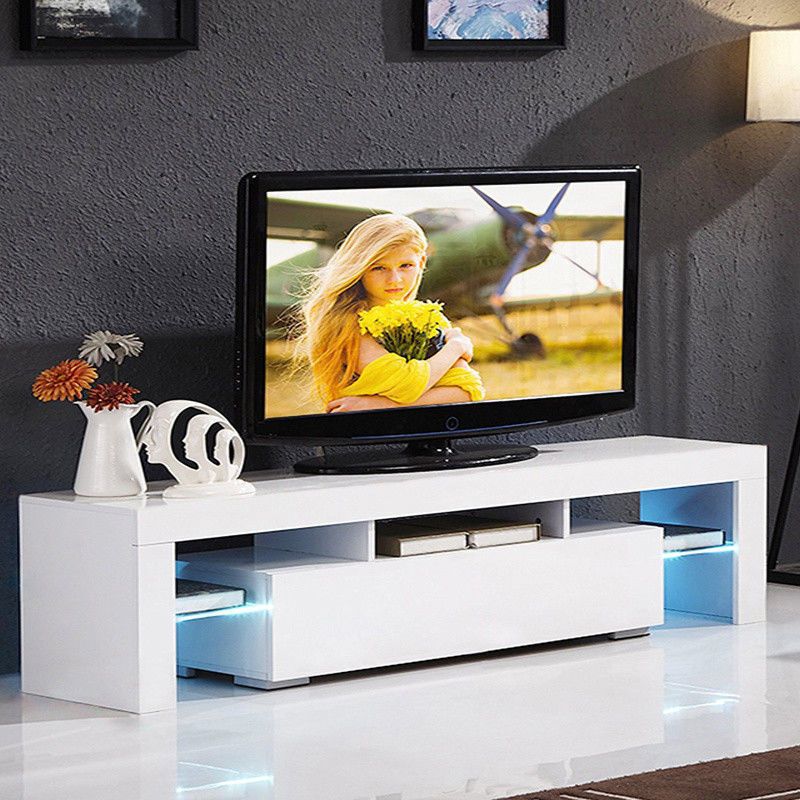 Zimtown Modern Tv Stand High Gloss Media Console Cabinet Inside 47" Tv Stands High Gloss Tv Cabinet With 2 Drawers (View 7 of 15)