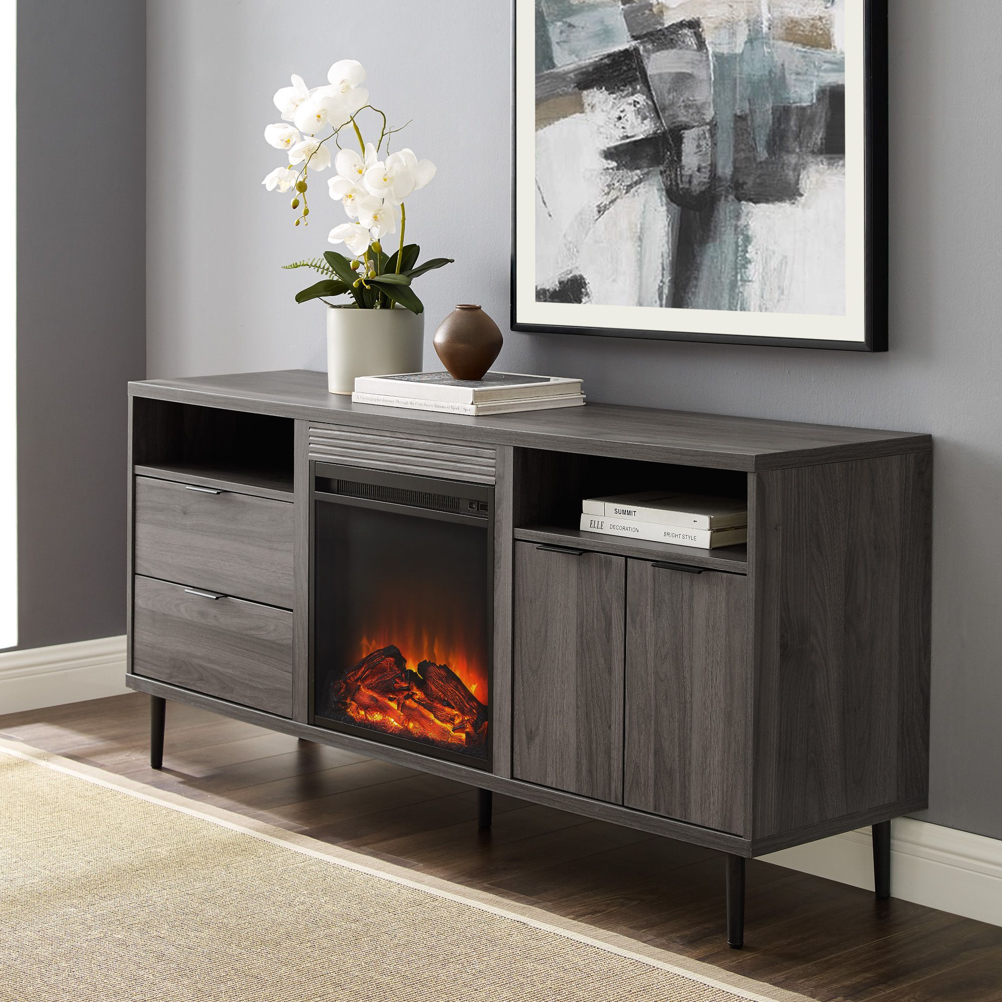Manor Park Modern Fireplace Tv Stand For Tvs Up To 66 For Modern Tv Stands (View 2 of 19)