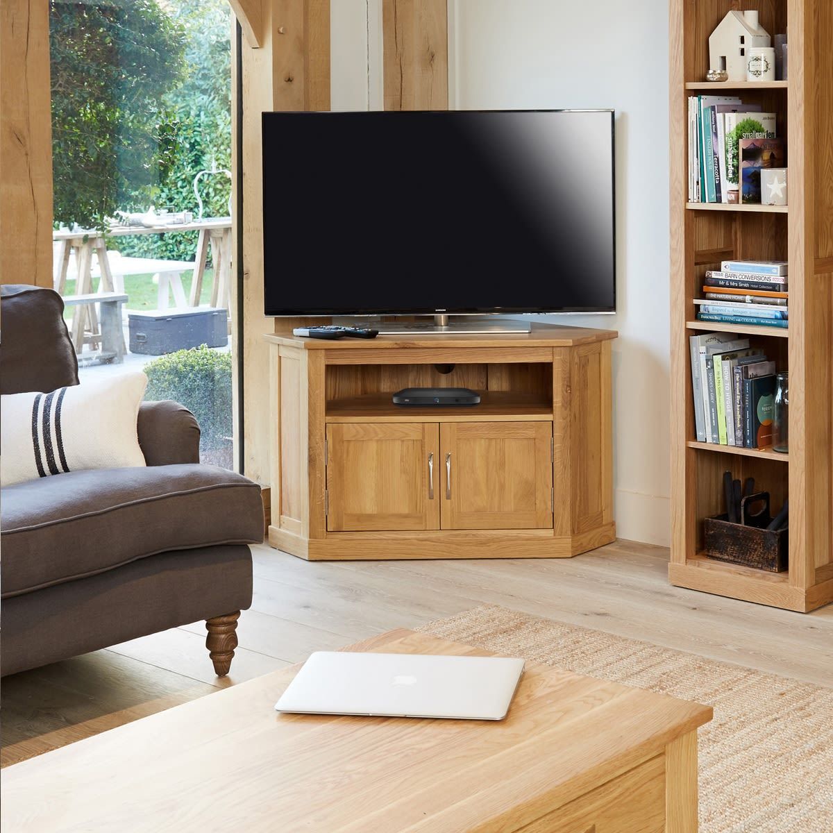 Mobel Oak Corner Television Cabinet Was £410.00 Now £323 Throughout Oak Corner Tv Stands (Photo 6 of 28)