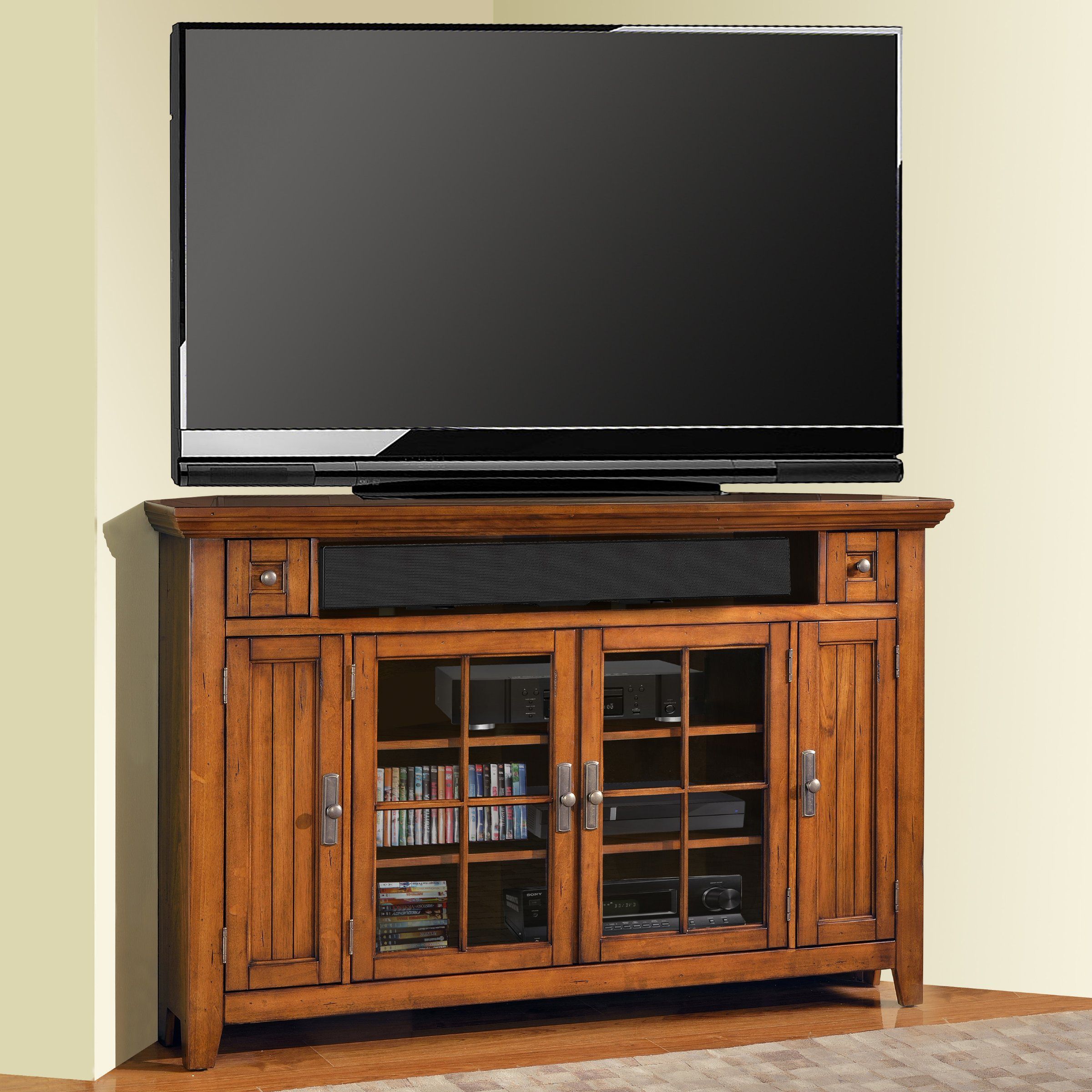 Parker House Terrace 62 In. Corner Console – Antique With Regard To Oak Corner Tv Stands (Photo 13 of 28)