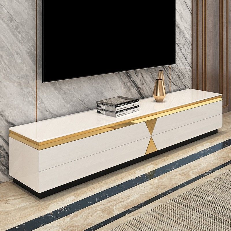 Rasay White 71 Inch Tv Stand With Storage Mid Century Inside Gold Tv Stand (View 10 of 23)