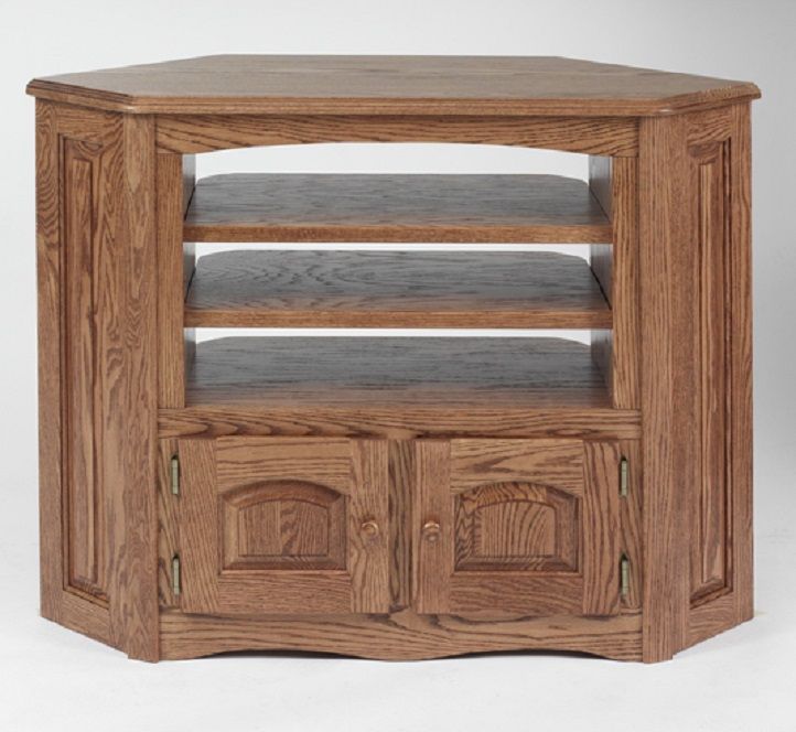 Solid Oak Country Style Corner Tv Stand – 41" – The Oak In Oak Corner Tv Stands (Photo 18 of 28)