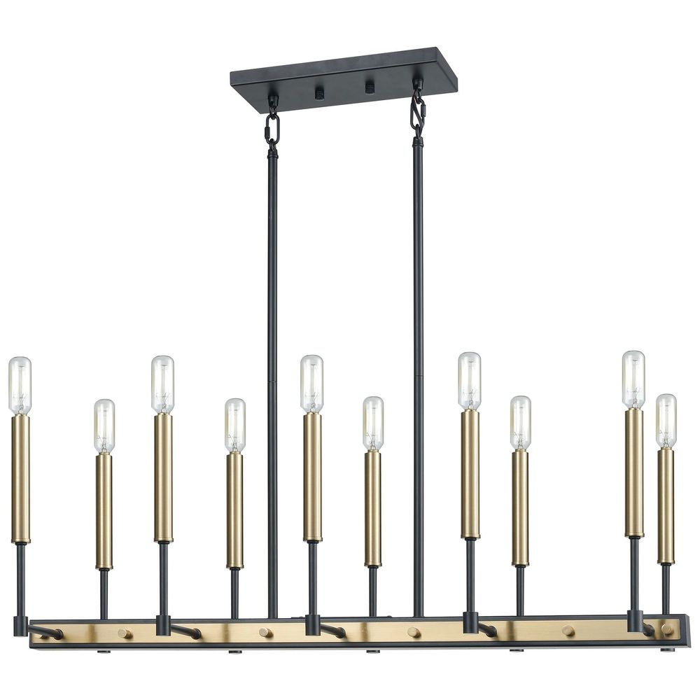 15278/10 Elk Lighting Livingston 10 Light Linear Throughout Black And Brass 10 Light Chandeliers (View 10 of 15)