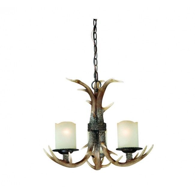 3 Light Antler Chandelier Black Walnut | Rustic Cabin Intended For Rustic Black 28 Inch Four Light Chandeliers (View 5 of 15)
