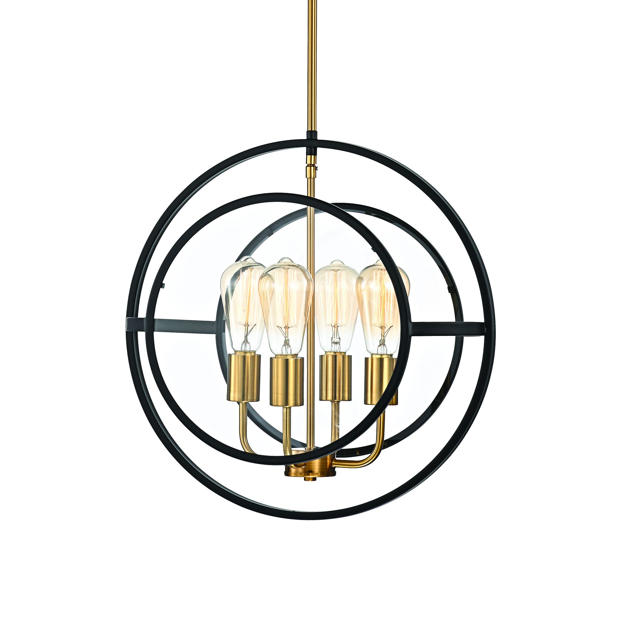 4 Light Black And Antique Gold Round Chandelier With Clear Within Antique Gild One Light Chandeliers (View 14 of 15)