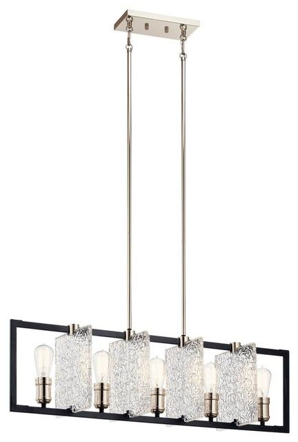 43977bk Forge Black Linear Chandelier 5 Light Within Midnight Black Five Light Linear Chandeliers (Photo 7 of 15)
