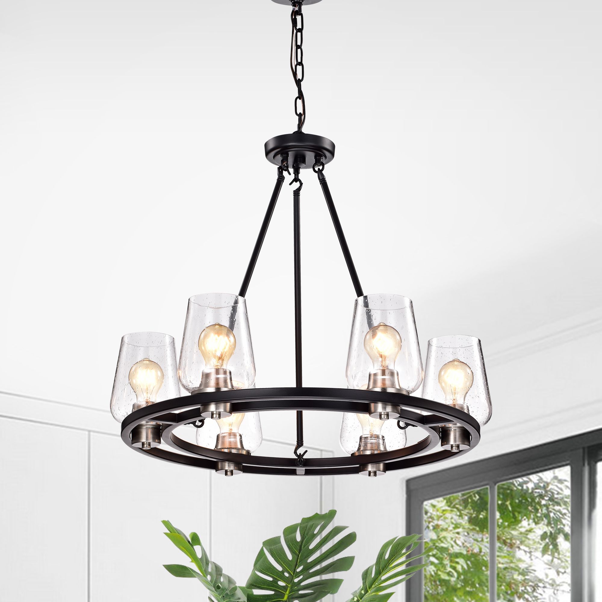 6 Light Black And Brushed Nickel Circular Chandelier With In Six Light Chandeliers (View 5 of 15)