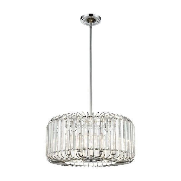 6 Light Clear Crystal Drum Chandelier In Polished Chrome Pertaining To Polished Chrome Three Light Chandeliers With Clear Crystal (View 4 of 15)