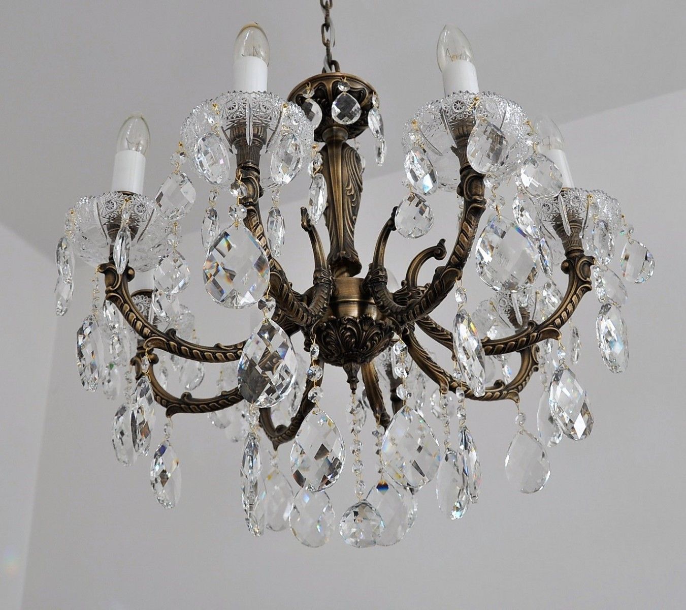 8 Arms Brown Cast Brass Crystal Chandelier – Antique Brass Within Antique Brass Seven Light Chandeliers (View 10 of 15)