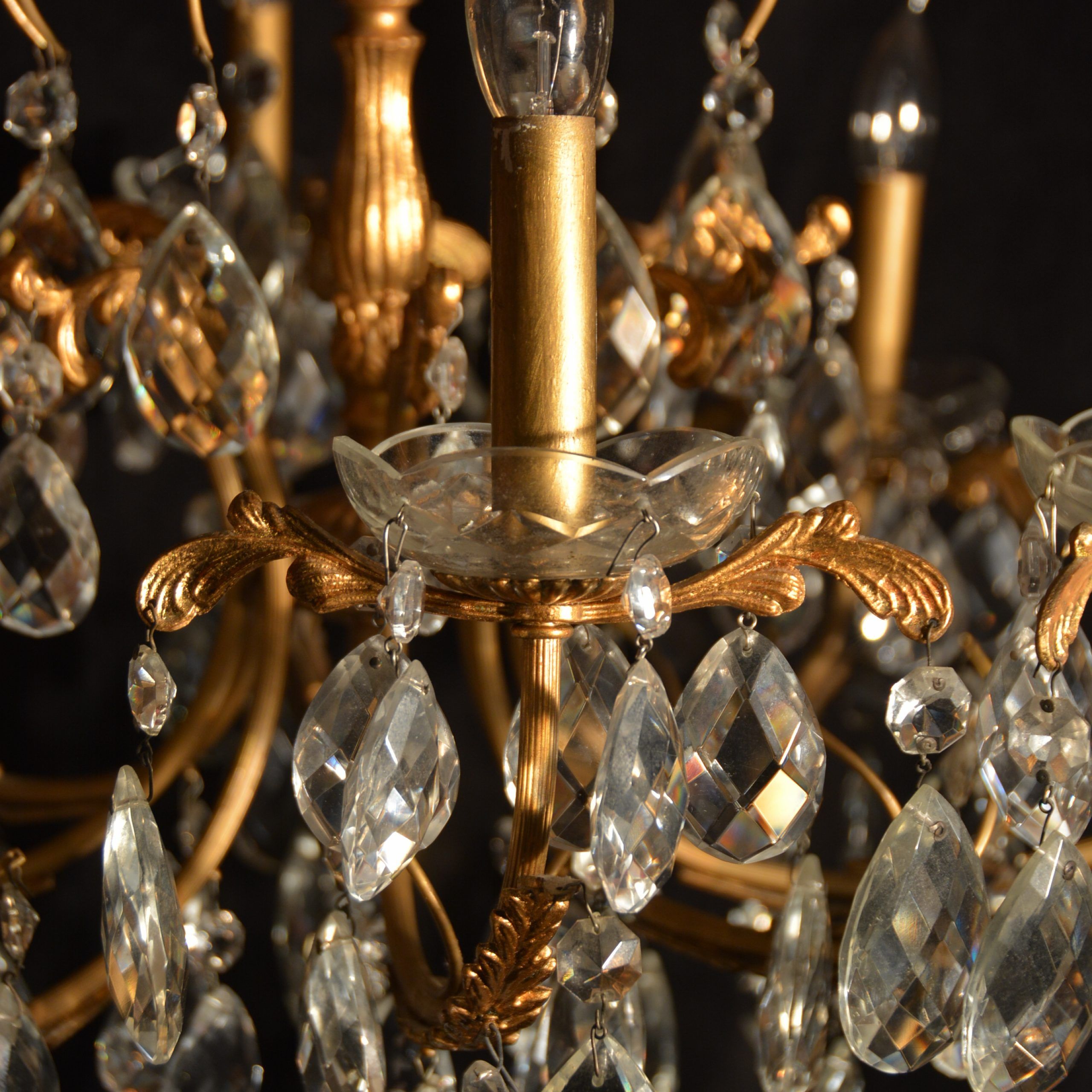 8 Light French Gold Bronze Crystal Chandelier For Sale Inside Antique Gild Two Light Chandeliers (Photo 8 of 15)