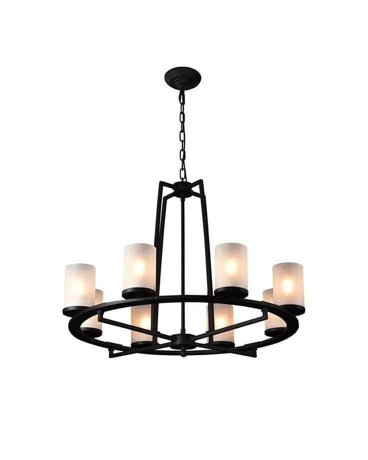 8 Light Modern Style Chandelier With Cylinder Glass Shades Throughout Black Iron Eight Light Chandeliers (Photo 1 of 15)