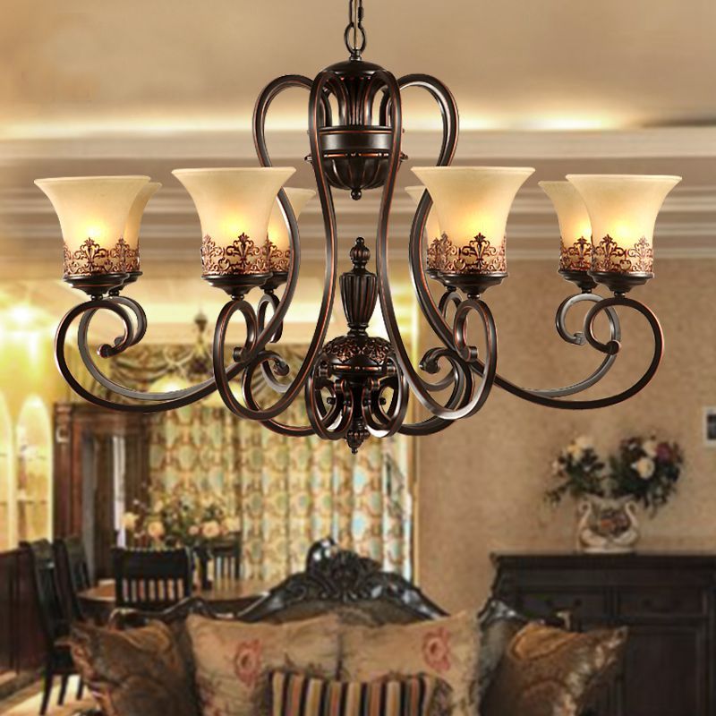 Aliexpress : Buy Antique Black Wrought Iron Chandelier Intended For Rustic Black 28 Inch Four Light Chandeliers (View 13 of 15)
