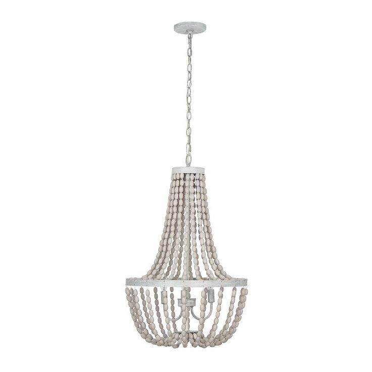 Alsy 3 Light Antique White With Gray Beaded Chandelier Pertaining To White And Weathered White Bead Three Light Chandeliers (View 15 of 15)