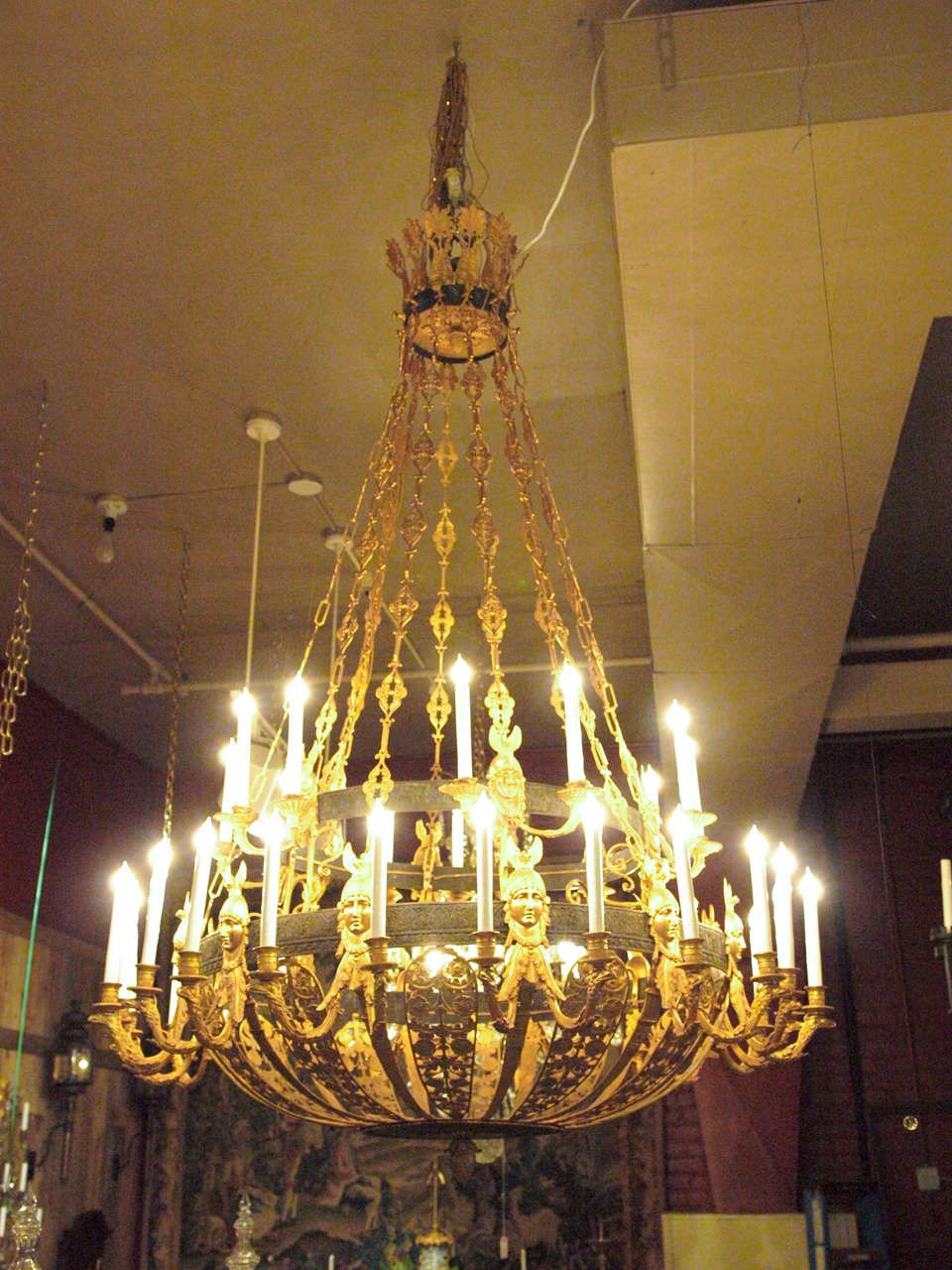 Antique Bronze Gold And Patinated Empire Chandelier At 1stdibs Throughout Antique Gild One Light Chandeliers (View 4 of 15)