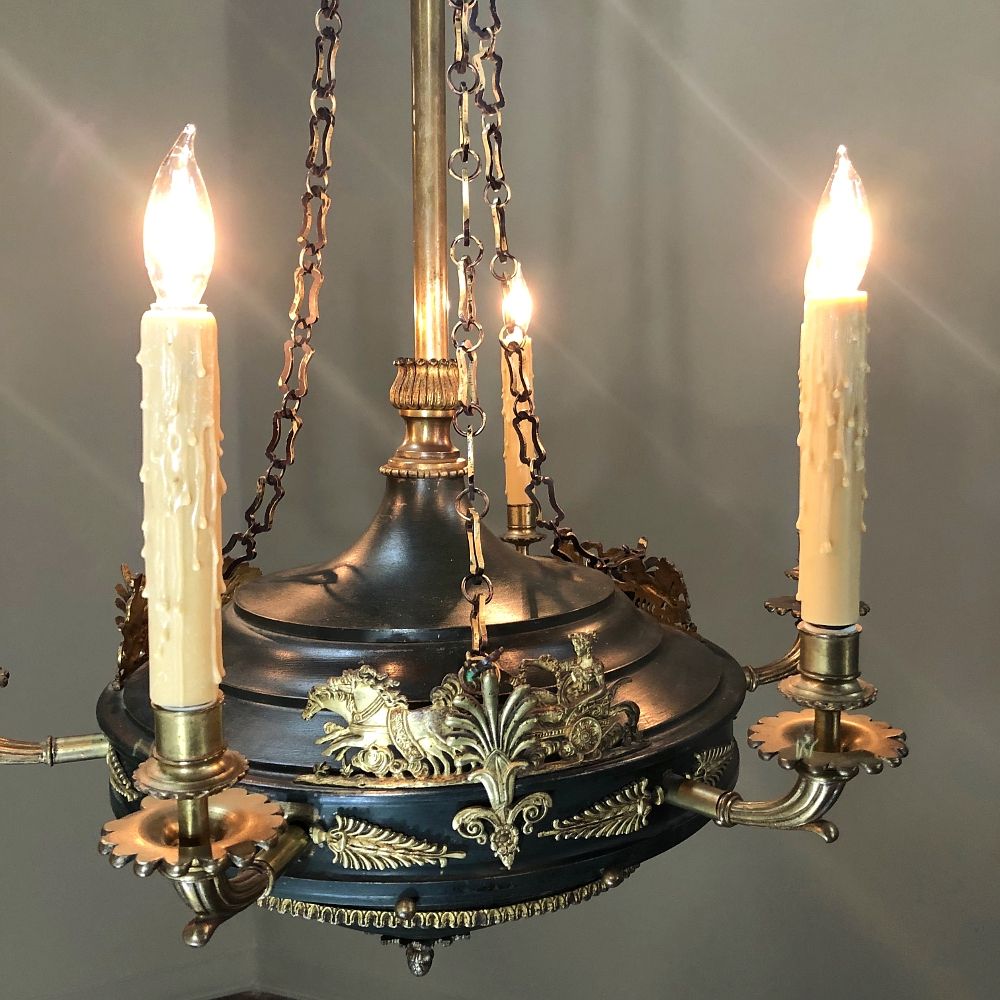 Antique French Empire Bronze & Brass Chandelier For Old Bronze Five Light Chandeliers (View 3 of 15)