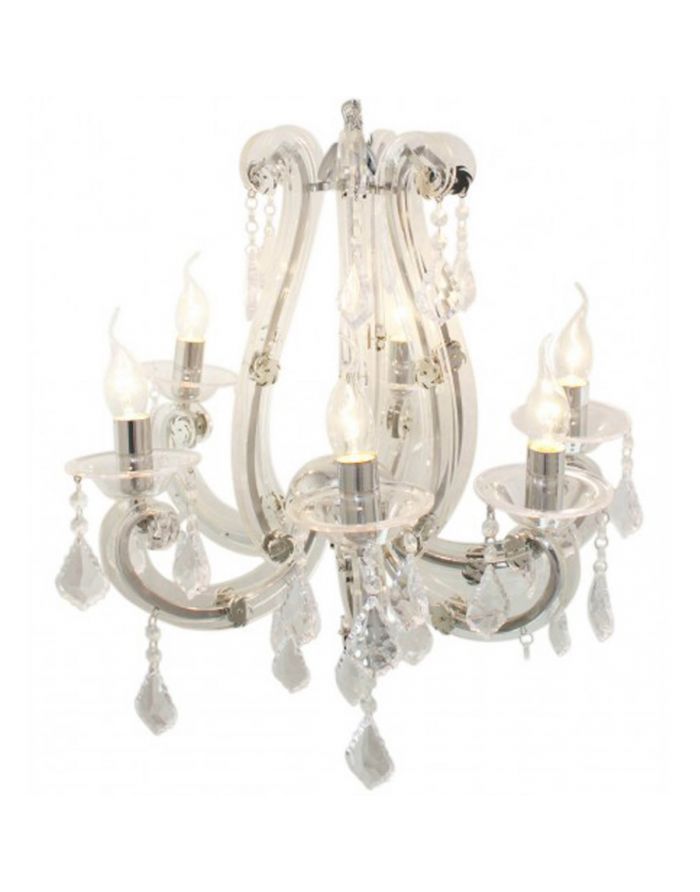 Antique French Style Chandelier – 6 Light White Pendant With French White 27 Inch Six Light Chandeliers (View 5 of 15)