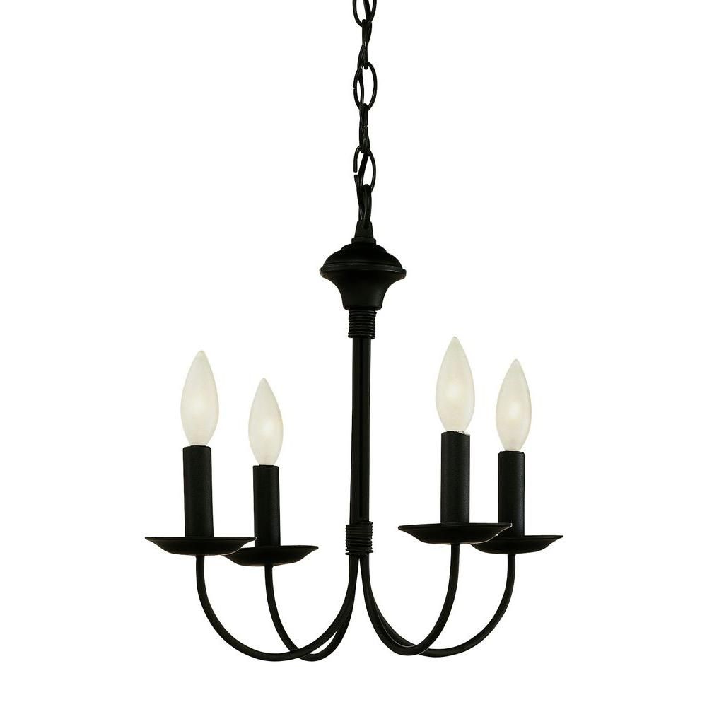 Bel Air Lighting Cabernet Collection 4 Light Black Intended For Black Iron Eight Light Chandeliers (View 12 of 15)