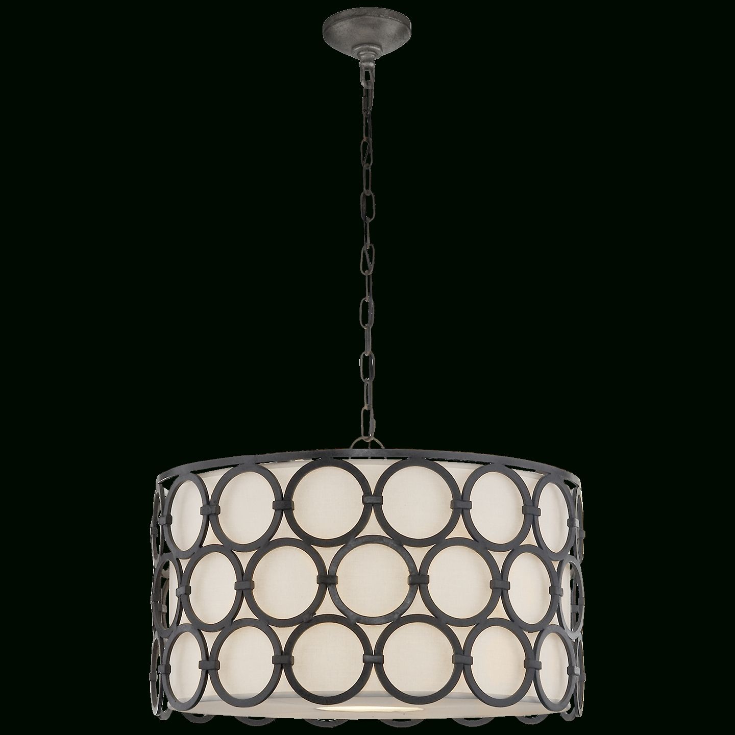 Burnished Silver Leaf With Linen Shade | Visual Comfort Pertaining To Burnished Silver 25 Inch Four Light Chandeliers (Photo 12 of 15)