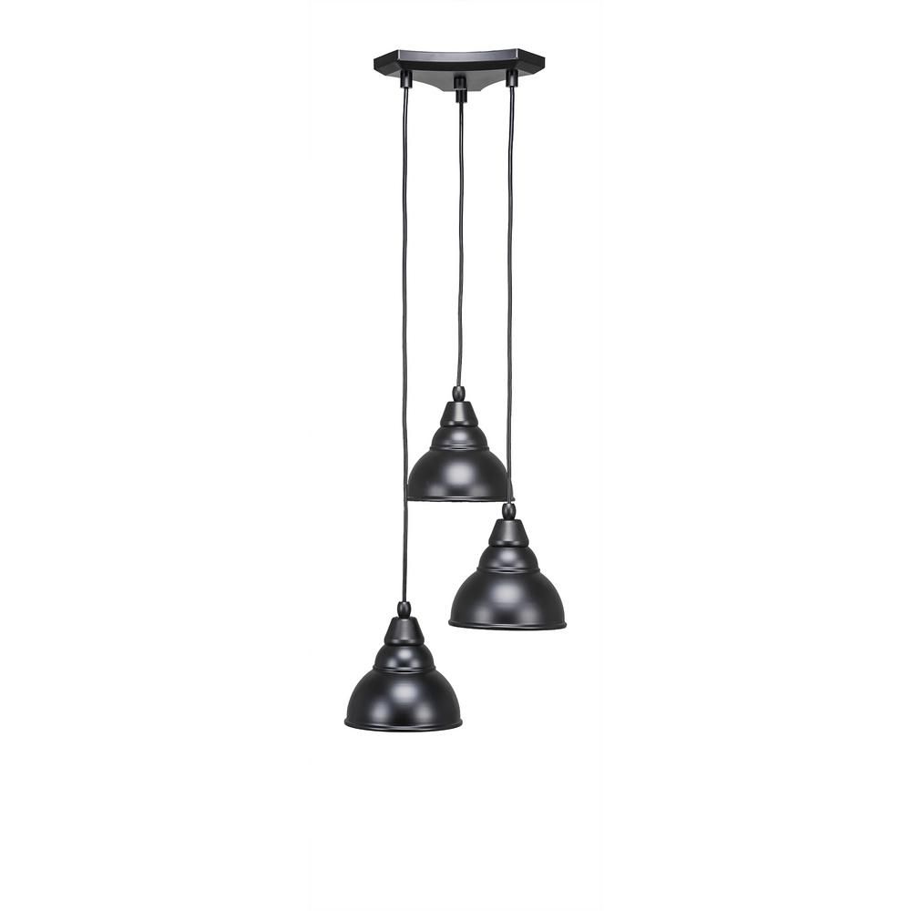 Cambridge 3 Light Matte Black Pendant Cli 0050229 – The Intended For Matte Black Three Light Chandeliers (View 15 of 15)