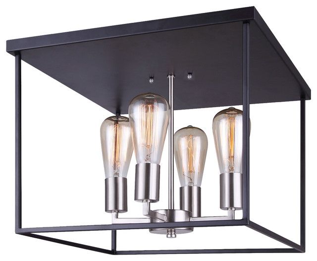 Canarm Roy 4 Flush Mount Light, Matte Black With Brushed Throughout Isle Matte Black Four Light Chandeliers (View 15 of 15)