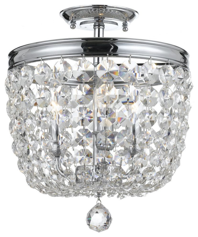 Crystorama Archer 3 Light Crystal Polished Chrome Ceiling With Polished Chrome Three Light Chandeliers With Clear Crystal (Photo 1 of 15)