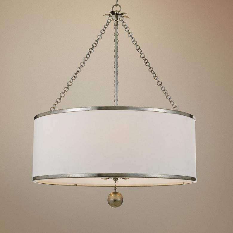 Crystorama Broche 24" Wide Antique Silver Drum Chandelier Inside Four Light Antique Silver Chandeliers (View 11 of 15)