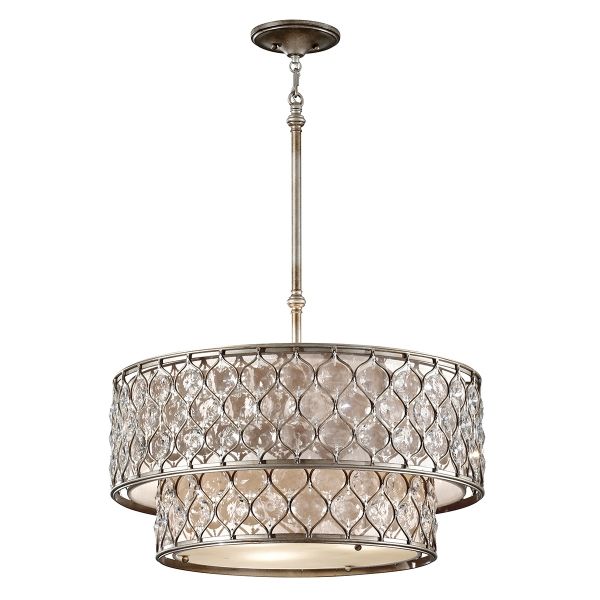Elegant Burnished Silver Crystal Pendant | Luxury Ceiling For Burnished Silver 25 Inch Four Light Chandeliers (View 2 of 15)