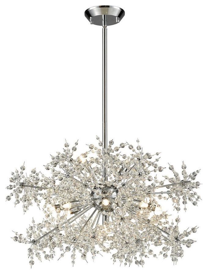 Eleven Light Chandelier Faceted Crystal Beads Polished With Regard To Polished Chrome Three Light Chandeliers With Clear Crystal (View 2 of 15)