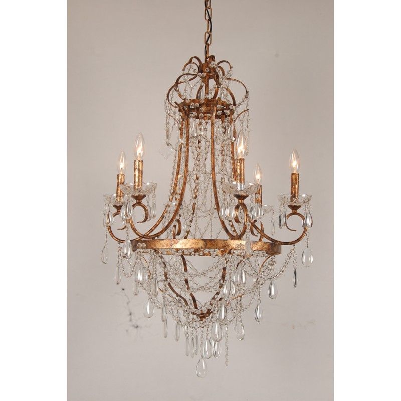 European Design French Empire Crystal Basket Chandelier In With Regard To Antique Gild Two Light Chandeliers (View 6 of 15)