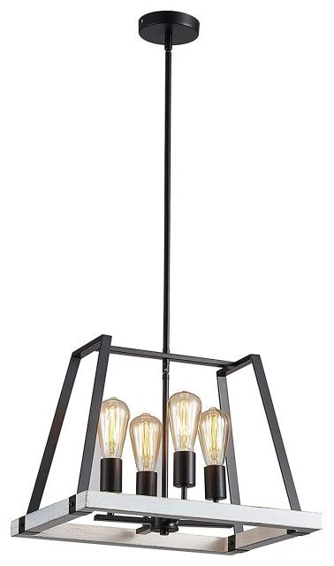 Farmhouse Chandelier, Matte Black Painted Frame With 4 Intended For Isle Matte Black Four Light Chandeliers (View 7 of 15)