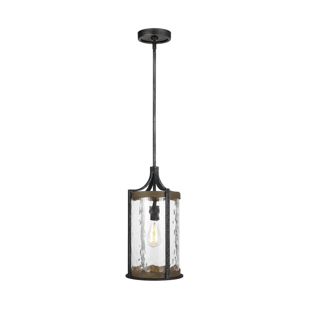 Feiss Angelo 1 Light Distressed Weathered Oak And Slate Regarding Weathered Oak And Bronze 38 Inch Eight Light Adjustable Chandeliers (View 7 of 15)