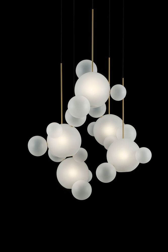 Giopato & Coombes – Bolle Frosted Chandeliers – Products With Bubbles Clear And Natural Brass One Light Chandeliers (View 12 of 15)