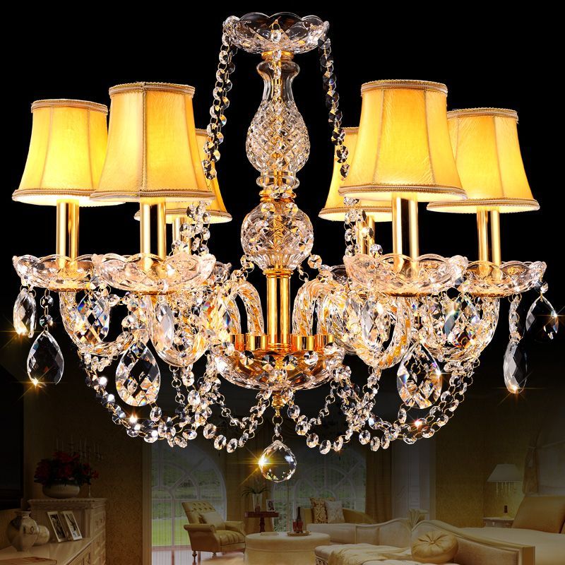 Gold Crystal Chandelier Light Size 2/6/8/10/16 Lights Within Steel Eight Light Chandeliers (View 8 of 15)