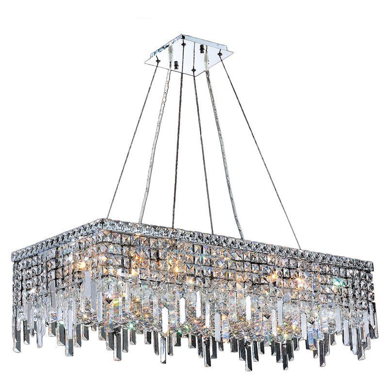 In Polished Chrome / Clear Crystal Full Size | Rectangle With Regard To Polished Chrome Three Light Chandeliers With Clear Crystal (View 6 of 15)