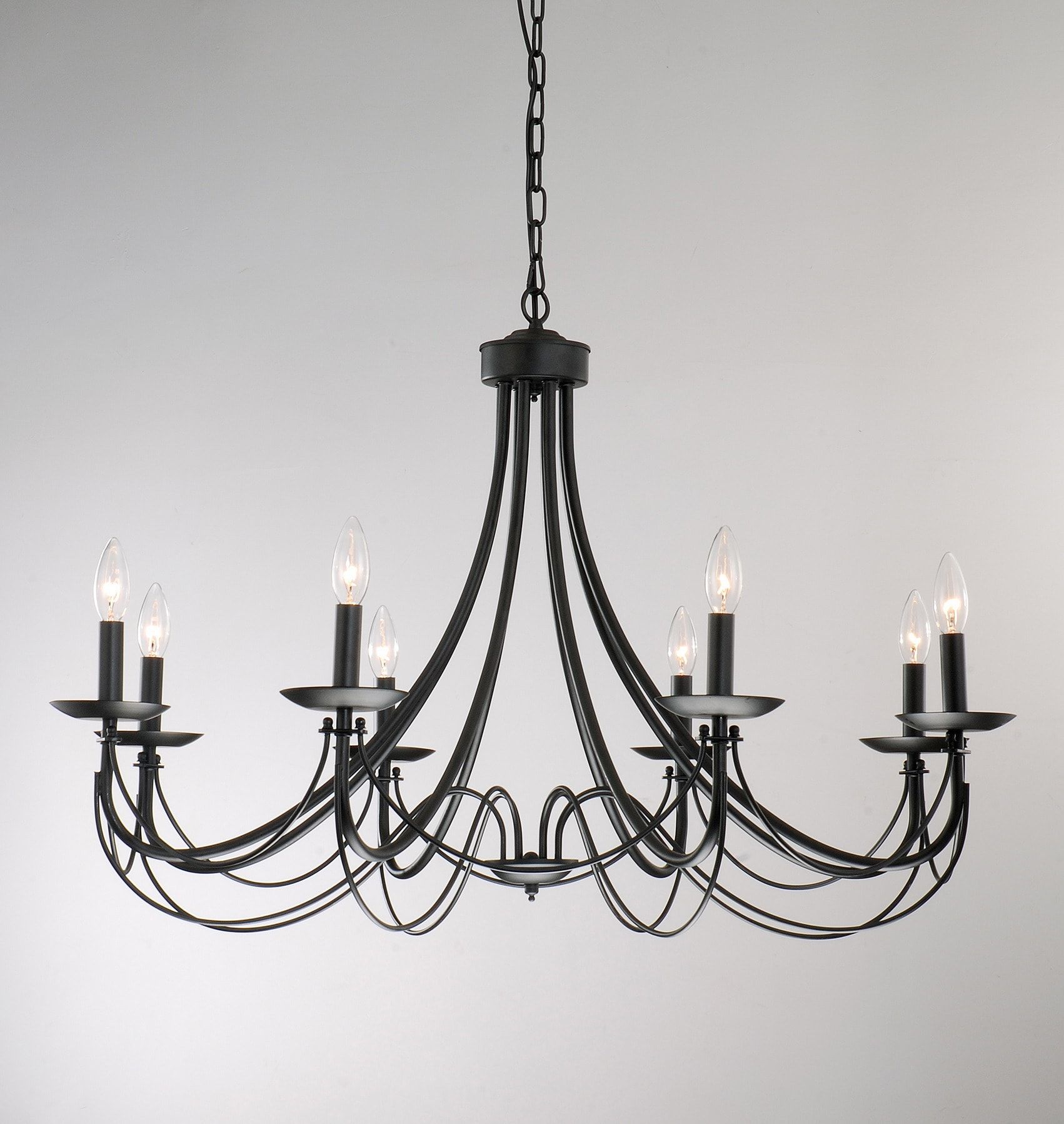 Iron 8 Light Black Chandelier – Free Shipping Today Pertaining To Rustic Black 28 Inch Four Light Chandeliers (Photo 4 of 15)
