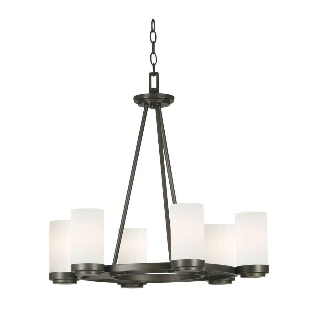 Kenroy Home Toronto 6 Light Satin Bronze Chandelier With Satin Brass 27 Inch Five Light Chandeliers (View 10 of 15)