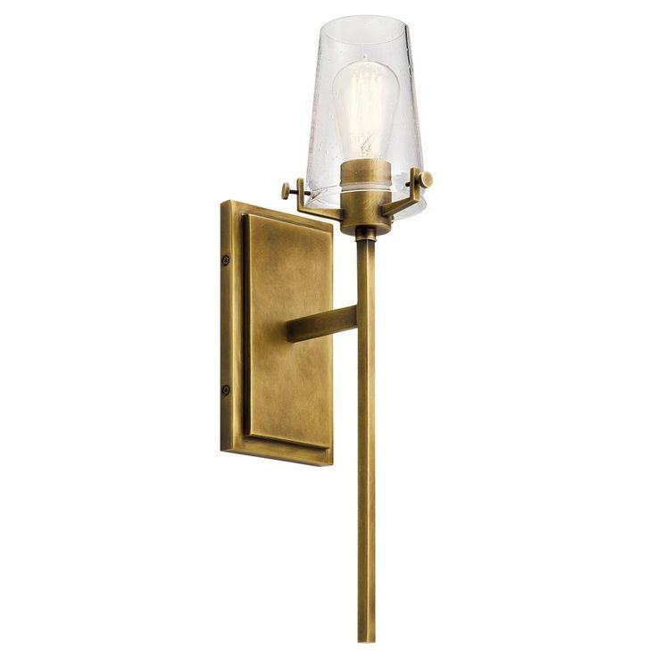Kichler Alton 1 Light Natural Brass Wall Sconce With Clear With Bubbles Clear And Natural Brass One Light Chandeliers (View 3 of 15)