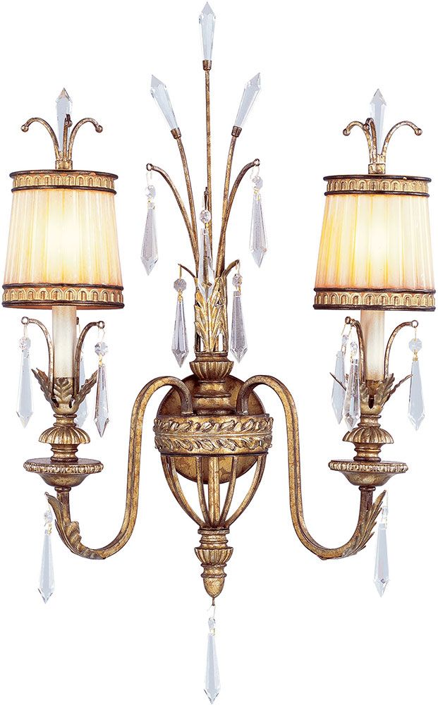 Livex 8802 65 La Bella Hand Painted Vintage Gold Leaf Wall Pertaining To Antique Gild Two Light Chandeliers (View 9 of 15)
