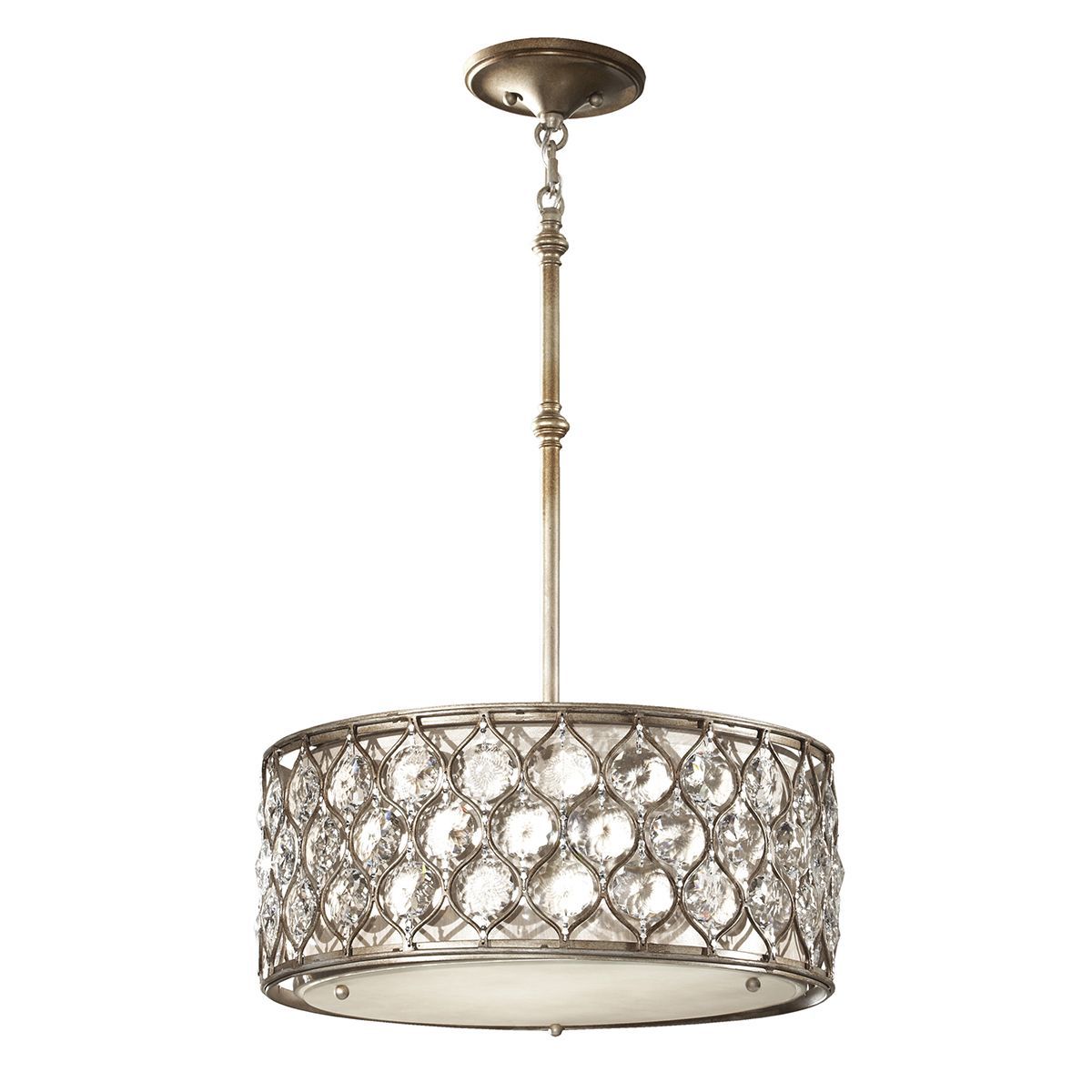 Lucia 2 Light Pendant Chandelier In Burnished Silver With Throughout Burnished Silver 25 Inch Four Light Chandeliers (View 5 of 15)