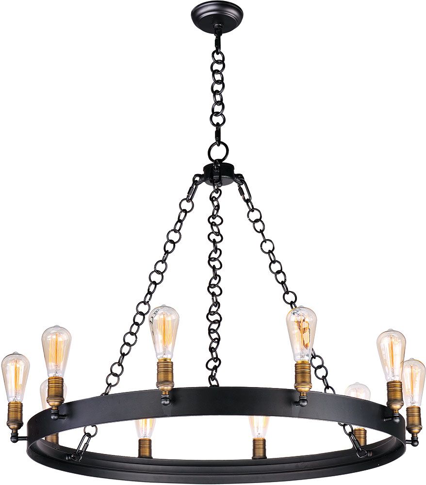 Maxim 26275bknab Noble Modern Black / Natural Aged Brass Within Natural Brass 19 Inch Eight Light Chandeliers (Photo 8 of 15)
