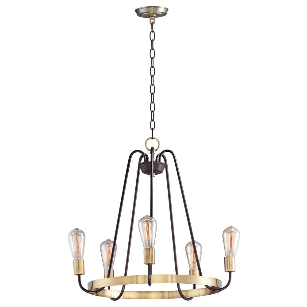 Maxim Lighting Haven Oil Rubbed Bronze / Antique Brass Within Oil Rubbed Bronze And Antique Brass Four Light Chandeliers (View 12 of 15)