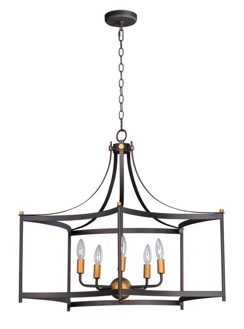 Maxim Lighting Wellington 26" 5 Light Oil Rubbed Bronze Pertaining To Oil Rubbed Bronze And Antique Brass Four Light Chandeliers (Photo 13 of 15)