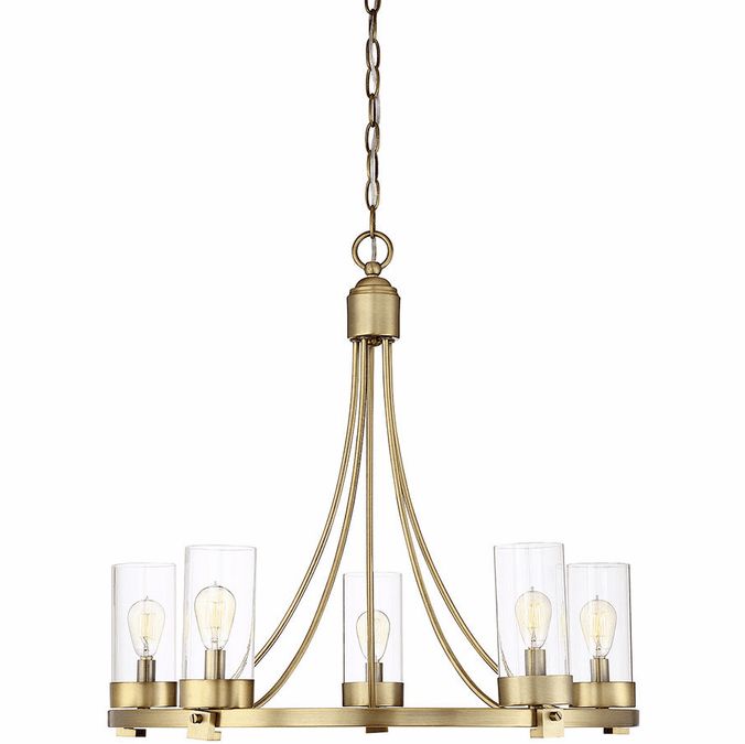 Meridian M10018nb Modern Natural Brass Chandelier Light With Regard To Natural Brass 19 Inch Eight Light Chandeliers (View 13 of 15)