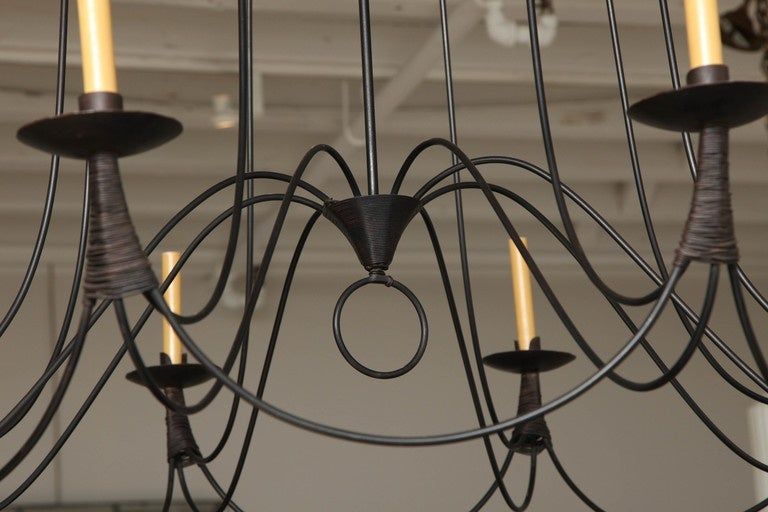 Midcentury Black Iron Eight Arm Chandelier At 1stdibs Regarding Black Iron Eight Light Chandeliers (View 2 of 15)