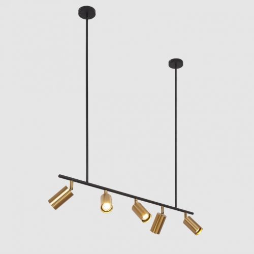 Modern 5 Light Track Light Linear Chandelier In Black/gold With Regard To Midnight Black Five Light Linear Chandeliers (View 4 of 15)