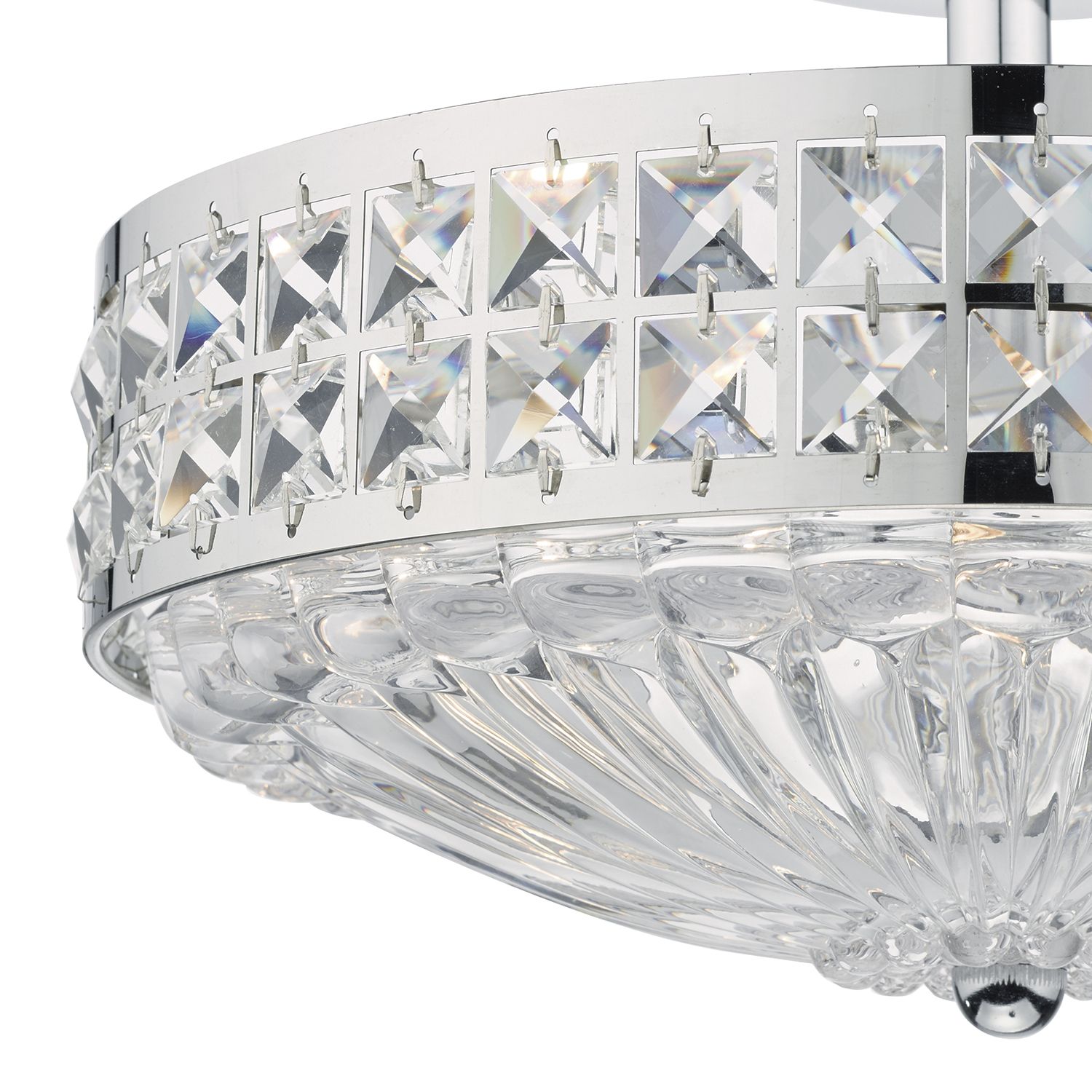Olona 3 Light Semi Flush Polished Chrome – Nottingham Throughout Polished Chrome Three Light Chandeliers With Clear Crystal (View 10 of 15)