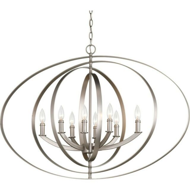 Progress Lighting 150" 8 Lt. Oval Pendant. , Burnished With Burnished Silver 25 Inch Four Light Chandeliers (Photo 6 of 15)