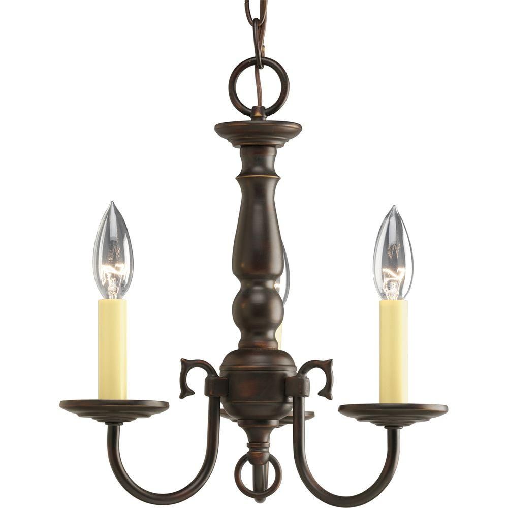 Progress Lighting Americana Collection 3 Light Antique Within Old Bronze Five Light Chandeliers (View 2 of 15)
